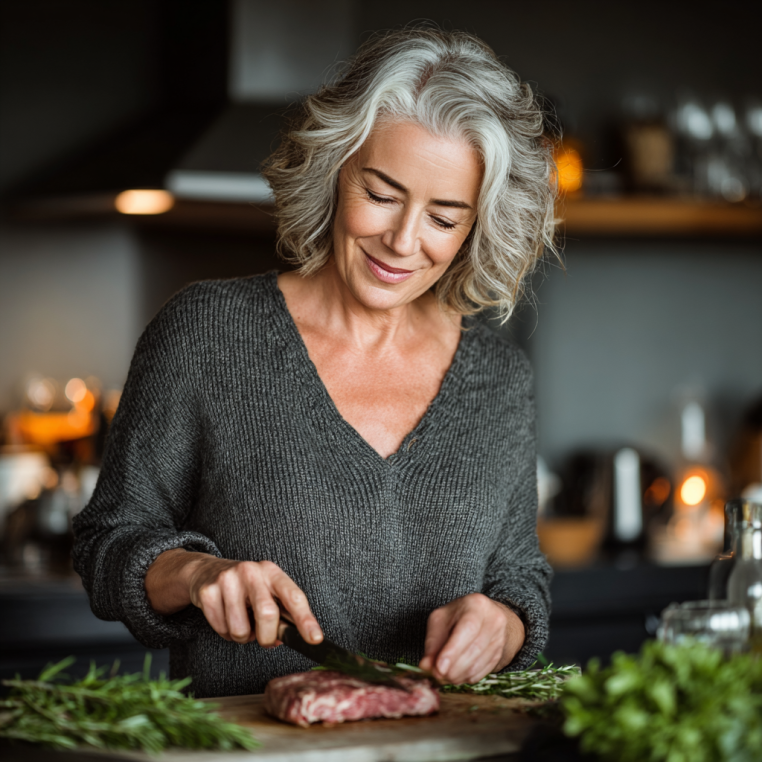 Възрастна двойка готви здравословна храна